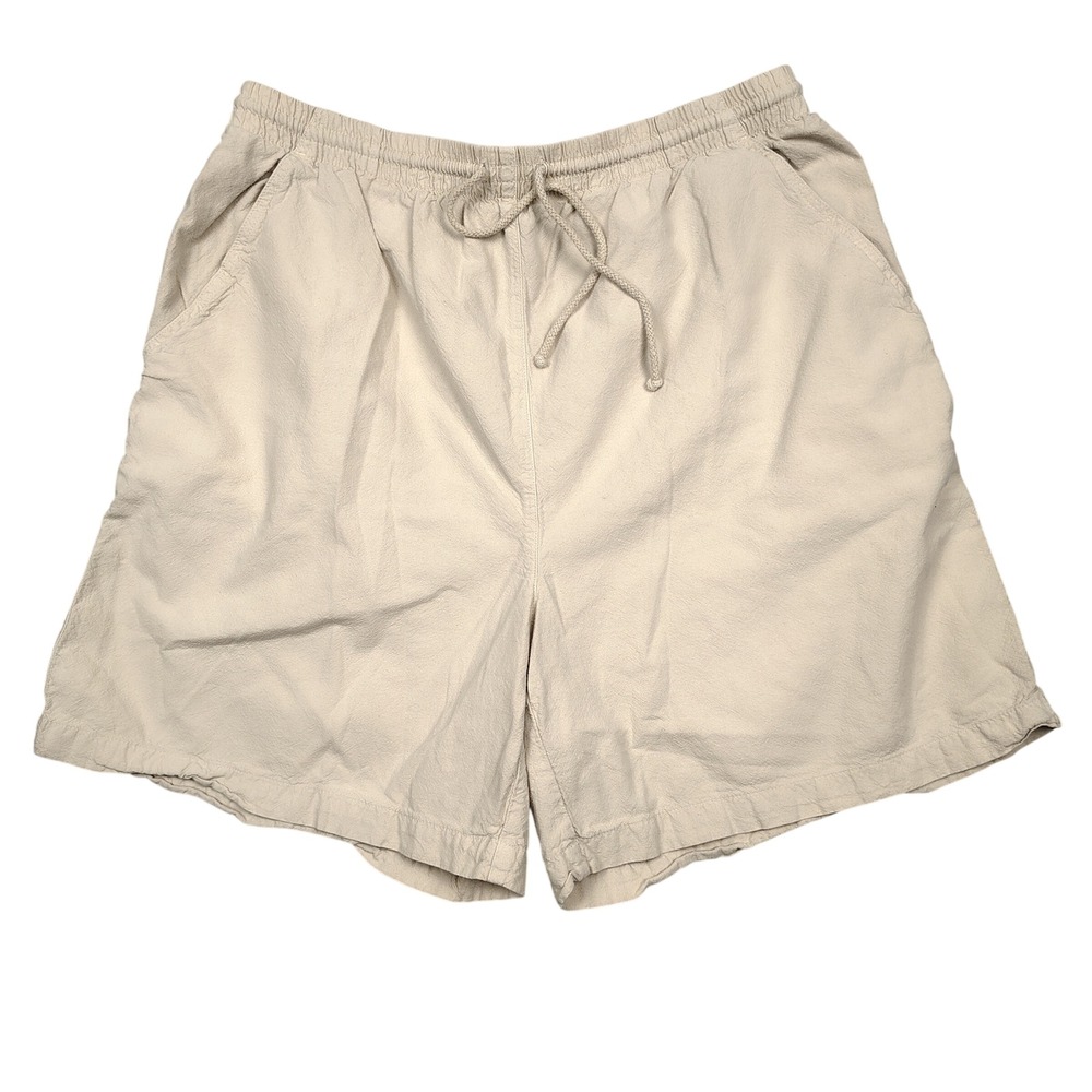 Erika & Co Shorts Women XL Beige Elastic Drawstring Solid Cotton
